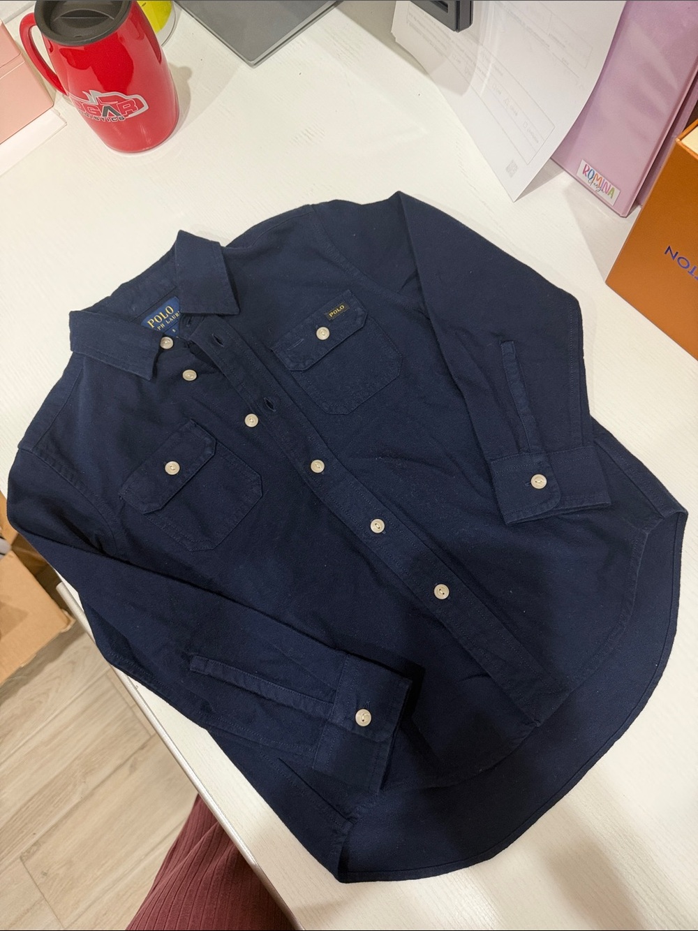 Polo by Ralph Lauren Navy Button-Down Shirt with Chest Pockets
